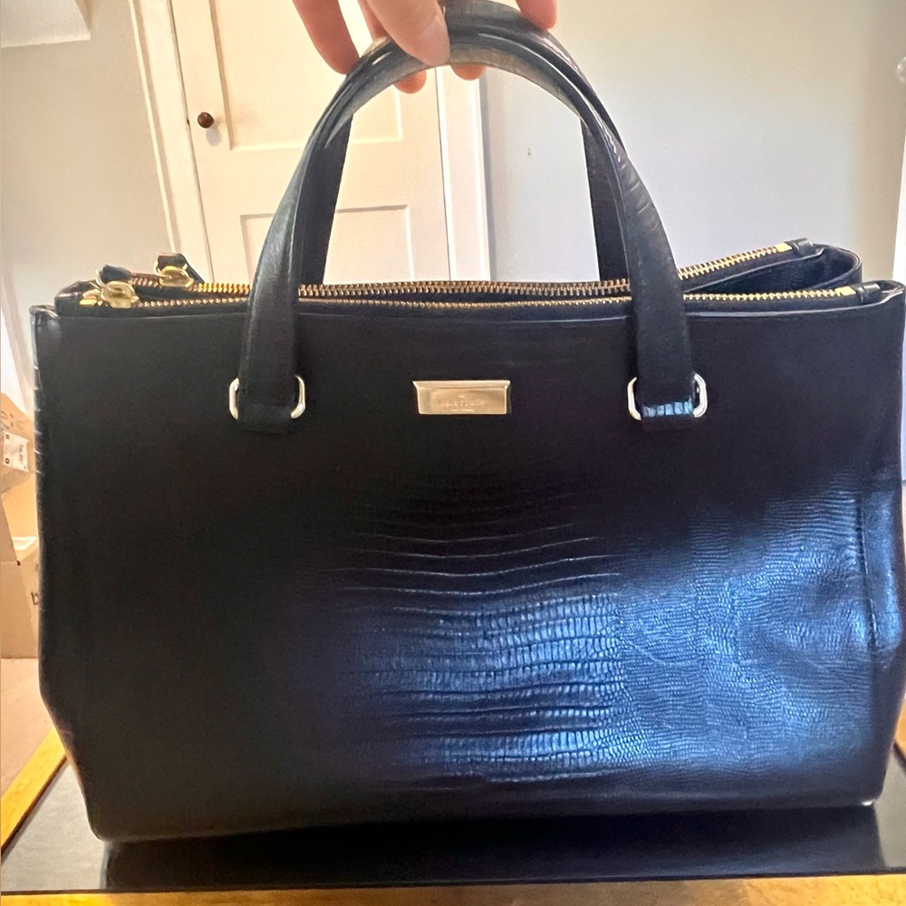 Kate Spade black Leather embossed bag great for work. New Without Tags